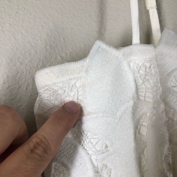 BARDOT Lina White Lace Overlay Sleeveless Sheath Midi Dress 8 Medium - Picture 10 of 11